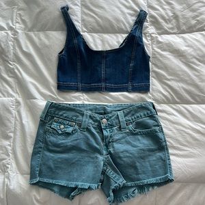 NWOT jeans crop top bustier